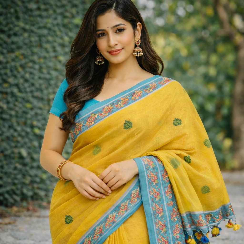 Linen saree