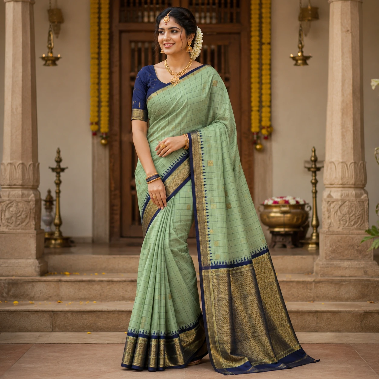 ARANI CHECKED COTTON SAREES